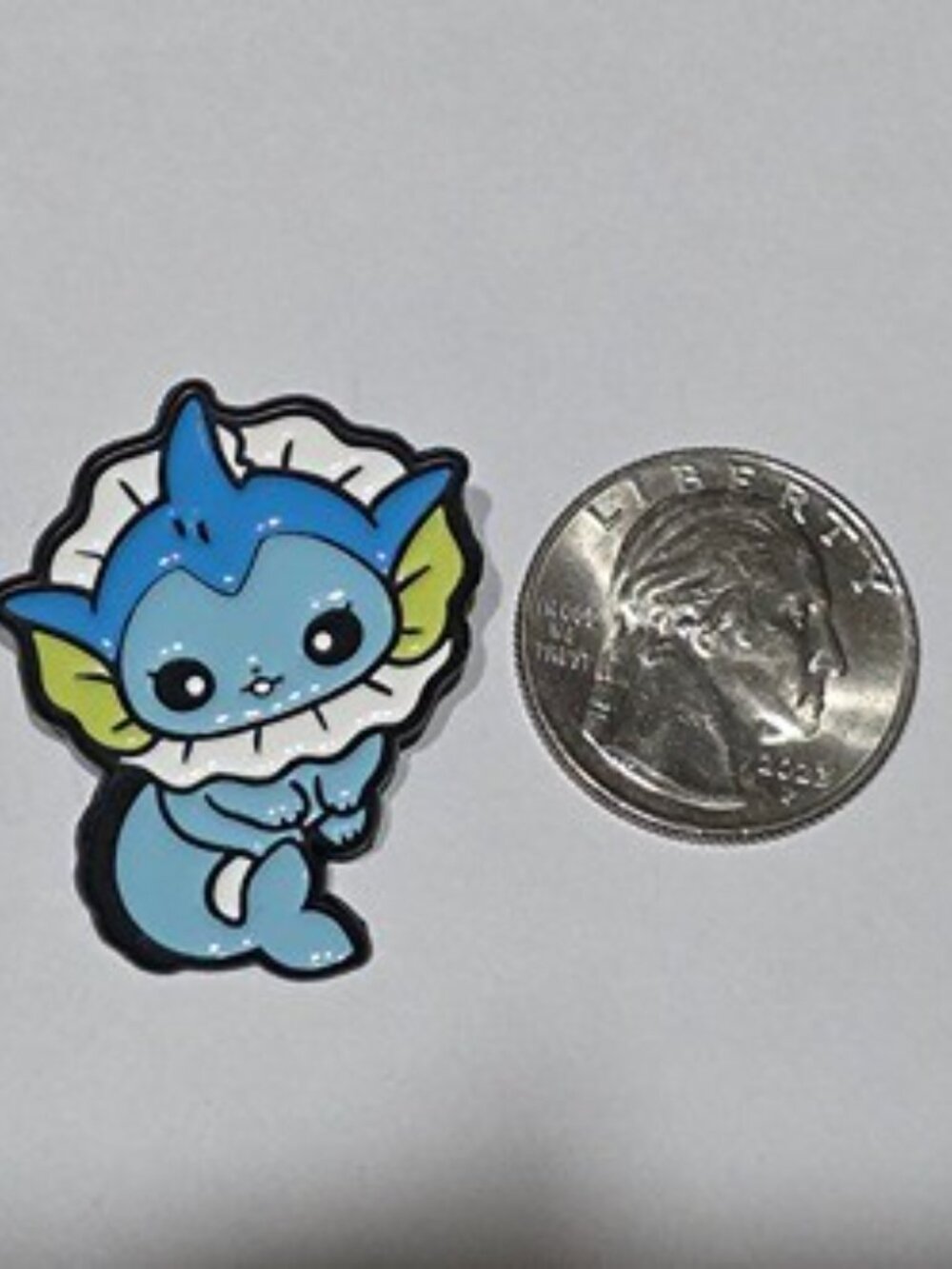 Adorable Chibi Vaporeon Pokémon Enamel Pin – Kawaii Water-Type Collectible! - Picture 3 of 4